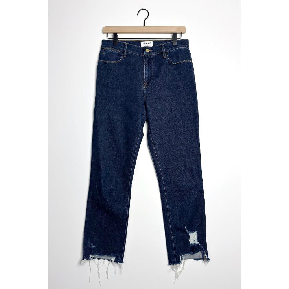 FRAME Le High Straight Jeans in Bronx Chew